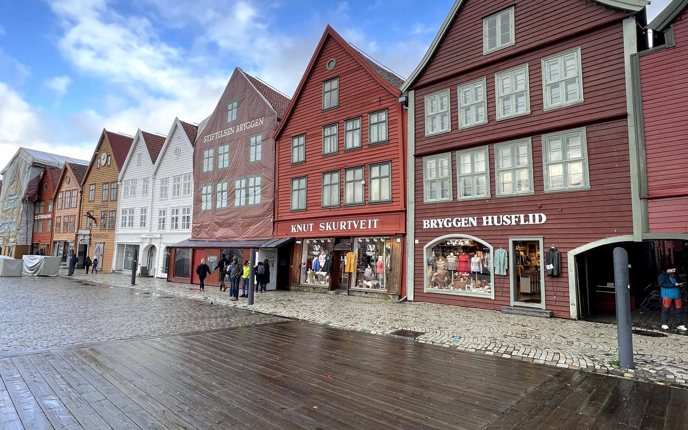 Street view of town in Norway 